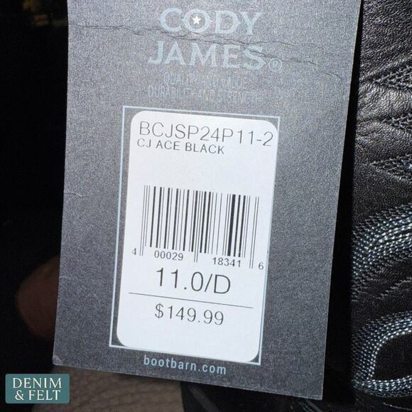 Cody James Ace Black Western Cowboy Boots Men’s 11D Broad Square Toe NEW/NWT - Picture 13 of 15